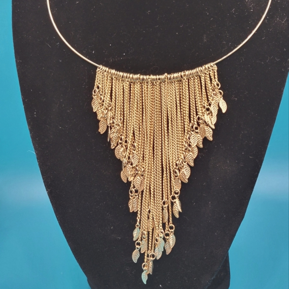 Vintage Waterfall Style Choker Necklace.   70s Gold Plated with no Tarnish.